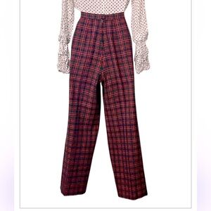 Pendleton Vintage Tartan Plaid Red Blue Green Wool High Waisted Pants